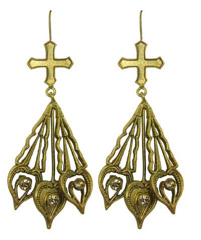 virgins-saints-angels-triple-peacock-earrings