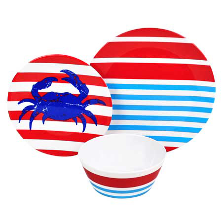 target-stripe-and-crab-melamine-dinnerware-set