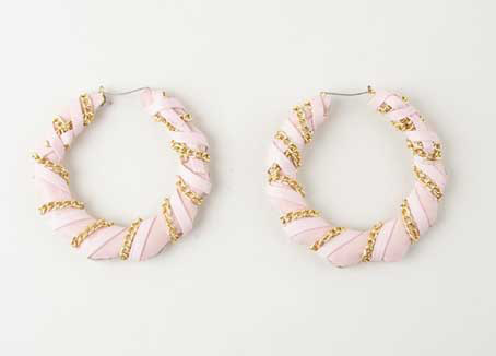 seville-michelle-anastos-pink-leather-and-chain-wrapped-bamboo-earrings