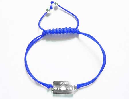 mateo-bijoux-sterling-silver-razor-blade-bracelet-on-blue-cord