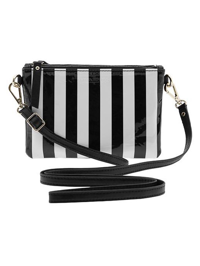 black and white striped crossbody bag