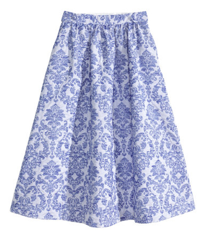 hm-blue-jacquard-skirt