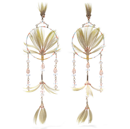 valentino-crystal-bead-and-feather-earrings