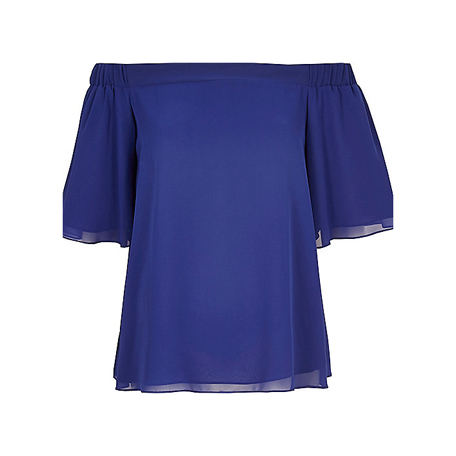 river-island-blue-chiffon-bardot-top