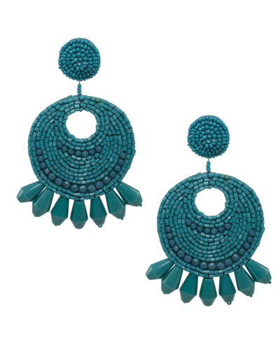 kenneth-jay-lane-turquoise-seed-bead-gypsy-round-hoop-earrings