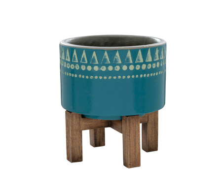 target-threshold-earthenware-wood-base-planter