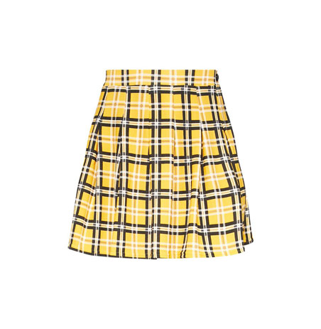 pretty-little-thing-yellow-check-tennis-side-split-skirt