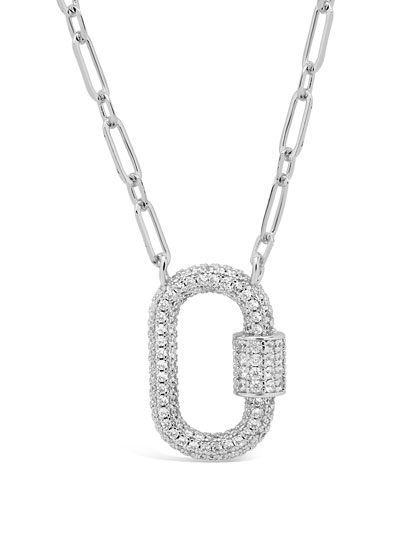 sterling-forever-pave-carabiner-lock-necklace
